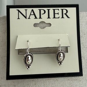 Napier Silver Oval Drop Earrings